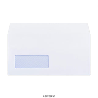 Witte envelop met binnendruk – met venster 110x220 mm (DL) 90gr/m²