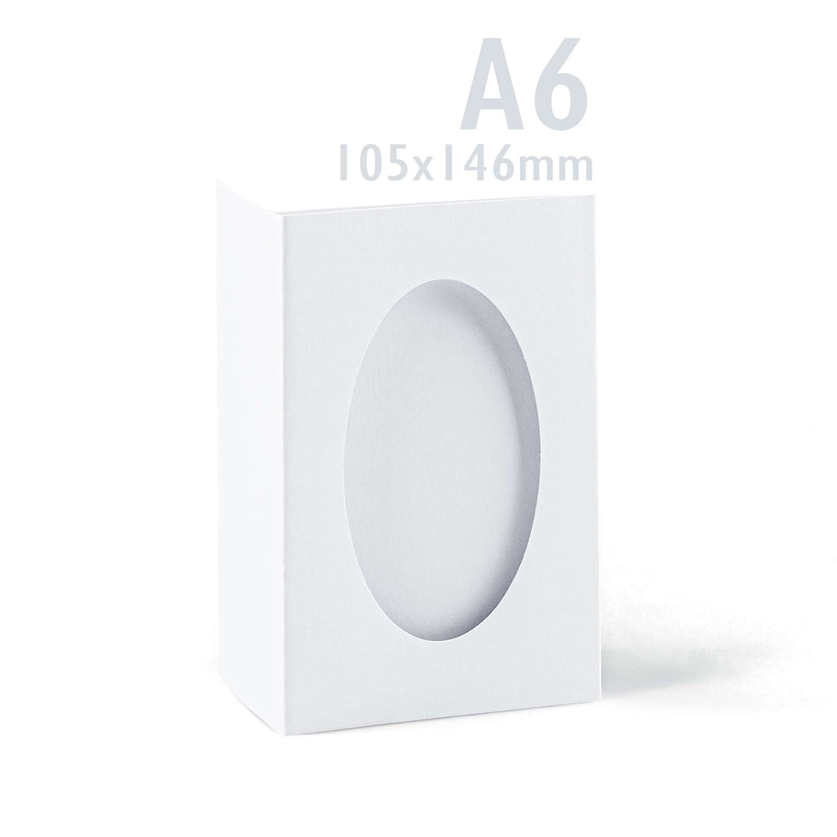 Witte drieluikkaarten met ovaal venster – verpakking