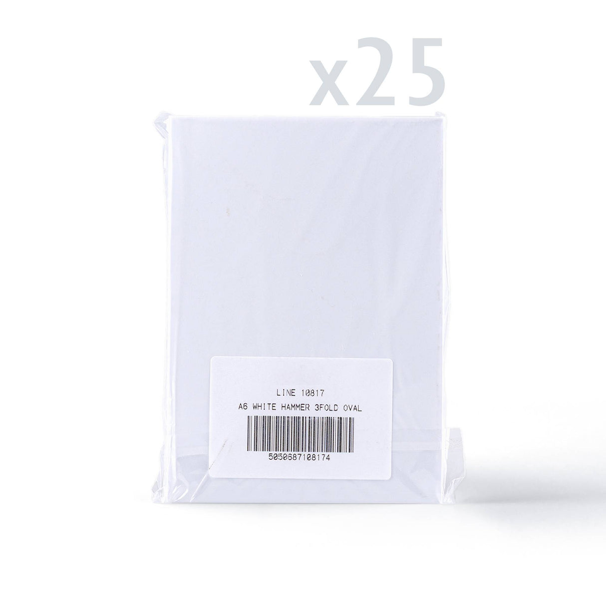 Witte drieluikkaarten met gehamerde structuur en ovaal venster – verpakking