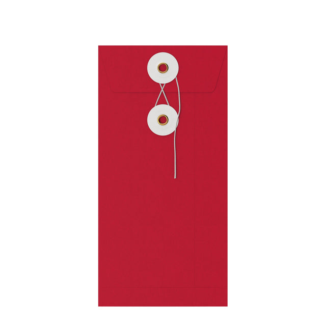 Coloured envelopes with string and washer closure Red + White 220 x 110 mm (DL)