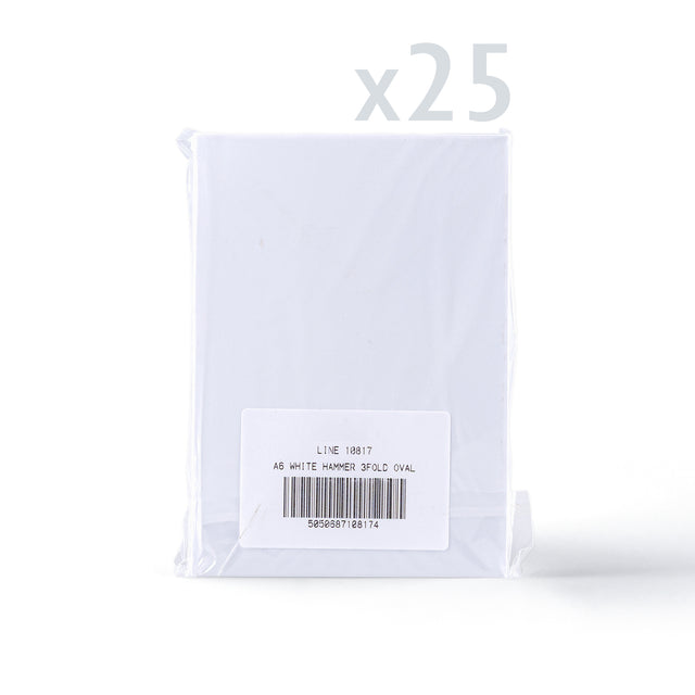 White Hammered Tri-Fold Oval Aperture Cards Pack