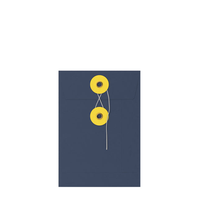 Coloured envelopes with string and washer closure Navy Blue + Yellow 162 x 114 mm (C6)