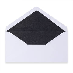Paper Lined Envelopes White + Black Fancy Paper 110 x 220 mm (DL)