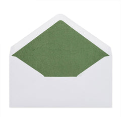 Paper Lined Envelopes White + Green Fancy Paper 110 x 220 mm (DL)